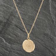 Pre-Owned 9ct Yellow Gold Round St Christopher Pendant & 16 Inch Prince Of Wales Chain 41142312