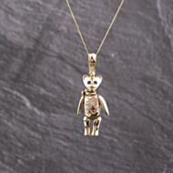 Pre-Owned 9ct Yellow Gold Cubic Zirconia Teddy Pendant & 18 Inch Curb Chain 41142361