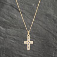 Pre-Owned 9ct Yellow Gold 0.25ct Diamond Channel Set Pendant & 19 Inch Curb Chain 41142370