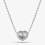 Pre-Owned 18ct White Gold 0.17ct Brilliant Cut Diamond Chopard Heart Pendant & 17 Inch Trace Chain 41142392
