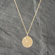 Pre-Owned 14ct Yellow Gold 0.07ct Brilliant Cut Diamond Aries Round Pendant & 16 Inch Trace Chain 41142395
