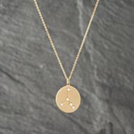Pre-Owned 14ct Yellow Gold 0.12ct Brilliant Cut Diamond Cancer Round Pendant & 16 Inch Trace Chain 41142396