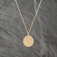 Pre-Owned 14ct Yellow Gold 0.10ct Brilliant Cut Diamond Pisces Round Pendant & 16 Inch Trace Chain 41142398