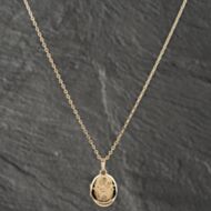 Pre-Owned 9ct Yellow Gold Diamond Oval Engraved Locket Pendant & 18 Inch Trace Chain 41142409