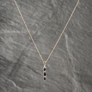 Pre-Owned 9ct Yellow Gold Sapphire & Diamond Bar Dropper Pendant & 18 Inch Prince Of Wales Chain 41142445
