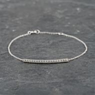 Pre-Owned 9ct White Gold 0.20ct Diamond Bar 7 Inch Belcher Chain Bracelet 41142460