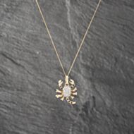 Pre-Owned Yellow Gold White & Black Cubic Zirconia Scorpion Pendant & 18 Inch Curb Chain 41142473