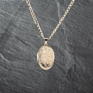 Pre-Owned 9ct Yellow Gold Foliate Engraved Oval Locket Pendant & 24 Inch Curb Chain 41142475