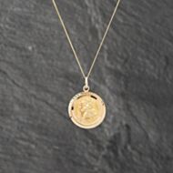 Pre-Owned 9ct Yellow Gold St Christopher Pendant & 18 Inch Curb Chain 41142494