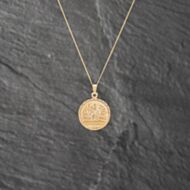 Pre-Owned 9ct Yellow Gold St Christopher Pendant & 18 Inch Curb Chain 41142497