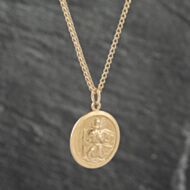Pre-Owned 9ct Yellow Gold St Christopher Pendant & 20 Inch Foxtail Chain 41142501