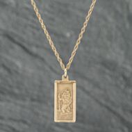 Pre-Owned 9ct Yellow Gold Oblong St Christopher Pendant & 16-18 Inch Prince Of Wales Chain 41142519