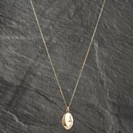 Pre-Owned 9ct Yellow Gold Small Oval Foliate Hand Engraved Locket Pendant & 16 Inch Trace Chain 41142532