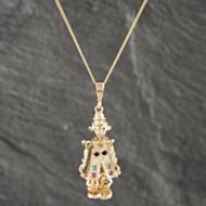 Pre-Owned 9ct Yellow Gold Clown Pendant & 18 Inch Curb Chain 41142547