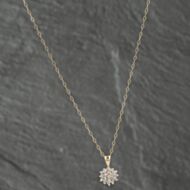 Pre-Owned 9ct Yellow Gold 0.20ct Diamond Cluster Pendant & 16 Inch Chain 41142557