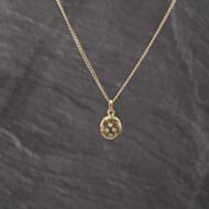 Pre-Owned 9ct Yellow Gold 0.08ct Diamond Four Stone Gemstone Pendant & 20 Inch Curb Chain 41142558