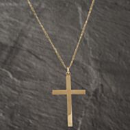 Pre-Owned 9ct Yellow Gold Large Plain Cross Pendant & 22 Inch Celtic Chain 41142569