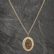 Pre-Owned 9ct Yellow Gold Oval Hand Engraved Locket Pendant & 24 Inch Curb Chain 41142571