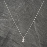 Pre-Owned 9ct White Gold Cubic Zirconia Heart Triple Dropper Pendant & 18 Inch Curb Chain 41142587