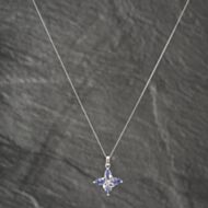 Pre-Owned 9ct White Gold Tanzanite & Diamond Star Pendant & 18 Inch Curb Chain 41142588