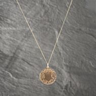 Pre-Owned 9ct Yellow Gold Round Shield And Foliate Engraved Locket Pendant & 18 Inch Curb Chain 41142594