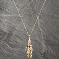 Pre-Owned 9ct Yellow Gold Multi Stone Articulating Clown Pendant & 18 Inch Curb Chain 41142602