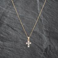 Pre-Owned Yellow Gold Cubic Zirconia Set Cross Pendant & 18 Inch Curb Chain 41142616