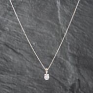 Pre-Owned 9ct White Gold 0.25ct Brilliant Cut Diamond Single Stone Pendant & 18 Inch Trace Chain 41142627