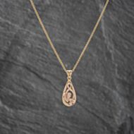 Pre-Owned Clogau 9ct Two Colour Gold Teardrop Shaped Celtic Vine Leaf Pendant & 19 Inch Spiga Chain 41142649