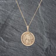 Pre-Owned 9ct Yellow Gold Large St Christopher Pendant & 18 Inch Curb Chain 41142670