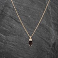 Pre-Owned 9ct Yellow Gold Garnet & 0.15ct Diamond Pendant & 19 Inch Curb Chain 41142684