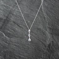 Pre-Owned 9ct White Gold Aquamarine & Diamond Bar Pendant & 18 Inch Prince Of Wales Chain 41142686