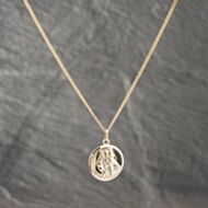 Pre-Owned 9ct Yellow Gold Round St Christopher Pendant & 20 Inch Curb Chain 41142687