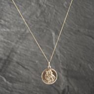 Pre-Owned 9ct Yellow Gold Round St Christopher Pendant & 18 Inch Curb Chain 41142688