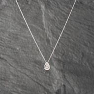 Pre-Owned 9ct White Gold Diamond Teardrop Pendant & 18 Inch Curb Chain 41142694