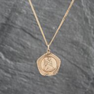 Pre-Owned 9ct Yellow Gold Octagonal St Christopher Pendant & 18 Inch Curb Chain 41142704