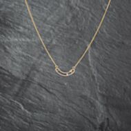 Pre-Owned 14ct Yellow Gold Diamond Crescent Shaped Safety Pin Pendant & 17 Inch Curb Chain 41142718