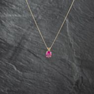 Pre-Owned Yellow Gold Pink Colour Treated Topaz Pendant & 18 Inch Curb Chain 41142731
