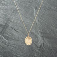 Pre-Owned 9ct Yellow Gold Oval Hand Engraved Locket Pendant & 18 Inch Curb Chain 41142762
