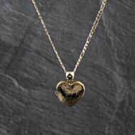 Pre-Owned 9ct Yellow Gold Hand Engraved Heart Locket Pendant & 18 Inch Figaro Chain 41142768