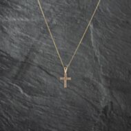 Pre-Owned Yellow Gold Diamond Cross Pendant & 18 Inch Curb Chain 41142789