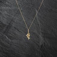 Pre-Owned Yellow Gold Dolphins Pendant & 18 Inch Curb Chain 41142795