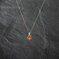 Pre-Owned Yellow Gold Orange Garnet Cluster Gemstone Pendant & 18 Inch Curb Chain 41142804