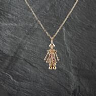Pre-Owned 9ct Yellow Gold Cubic Zirconia Clown Gemstone Pendant & 20 Inch Belcher Chain 41142807