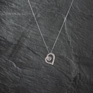 Pre-Owned White Gold Diamond Open Heart Pendant & 18 Inch Curb Chain 41142809