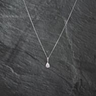 Pre-Owned White Gold Cubic Zirconia Teardrop Pendant & 18 Inch Curb Chain 41142813