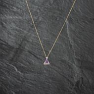 Pre-Owned Yellow Gold Amethyst & Diamond Triangle Shape Pendant & 18 Inch Curb Chain 41142814