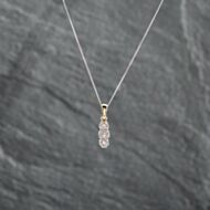 Pre-Owned 18ct Two Colour Gold 0.10ct Brilliant Cut Diamond Three Stone Gemstone Pendant & 18 Inch Curb Chain 41142821