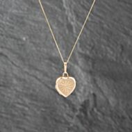 Pre-Owned 9ct Yellow Gold Engraved Heart Locket Pendant & 18 Inch Curb Chain 41142870
