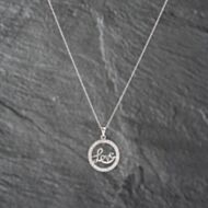 Pre-Owned 9ct White Gold 0.14ct Diamond Round Love Pendant & 18 Inch Prince Of Wales Chain 41142872